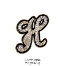 1pc Cute Zinc Alloy Rhinestone & Enamel 26 English Letter Brooch, Suitable For Women's Daily Wear - Gold and Black - View 18