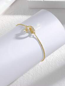 1件优雅奢华风格可旋转立方氧化锆手链，可调节链条，适合婚礼、毕业礼物 - 彩色 - 查看 10