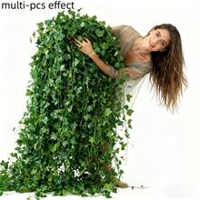 12 Pieces Artificial Ivy Leaf Garlands In Permanent Green, 3D Synthetic Green Vine Hanging Decoration, Plastic Plant Wreath For Indoor/Outdoor Use, Home, Garden, Wedding, Baby Shower, Housewarming - No Electricity Required Gift For Birthday, Graduation, Garden Decoration, Outdoor Plant, Gardening, Artificial Flowers - 12 Pieces - View 1