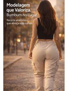 Stillger Moda Jeans Kit 2 Women's Cargo Jeans Jogger High Waist Butt Lifting Premium Pants With Lycra Side Pockets - 米色和深藍色 - 查看 6