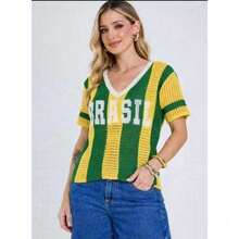 Brazil Jersey, Tricot, V-Neck, Premium Openwork Knit, Modern Look To Cheer On The 2026 World Cup In Style - 彩色 - 查看 5