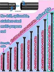 Extendable Stainless Steel Tension Rod - No Drilling Required, Adjustable Length For Curtains, Wardrobe, Shower Curtain, Drying Rack - Silver, Black, White, Gray Options With Plastic Base - White - View 18