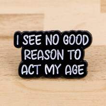 “我看不到任何好处”珐琅徽章，趣味黑色短语胸针翻领别针徽章，可别在背包、服装配饰、时尚珠宝或作为朋友礼物 - 黑色 - 查看 10