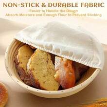 2-6pcs Natural Rattan Bread Proofing Basket Liners, Baking Supplies - Beige - View 4