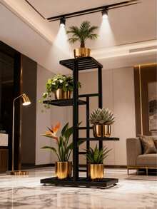 [High-Quality]7/6/5/4 Tier Wrought Iron Plant Stand (8/7/6/5 Pot Capacity), High-Quality Indoor Outdoor Multi-Tier Flower Pot Rack, Anti-Corrosion Rust-Resistant Durable, Foldable Easy Storage, Home Decor For Courtyards Gardens Balconies Living Rooms - 4 Layers Of Black - View 4
