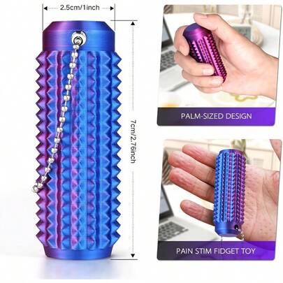 1pc Adult Anxiety Relief Tactile Stimulation Tool, 3D Printed Anti-Anxiety Keychain, Helps Improve Focus, Relieve Skin Scratching Habit, Great Gift For Teens To Relieve Stress