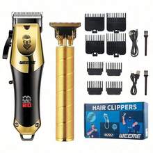 WEEME 3-In-1 Men's Electric Shaver Set - Rechargeable Cordless Electric Razor With Trimmer, Digital Display, Precision Grooming For Hair And Beard, Perfect Birthday, Holiday, Father's Day Gift For Dad, Boyfriend - Gold - View 11