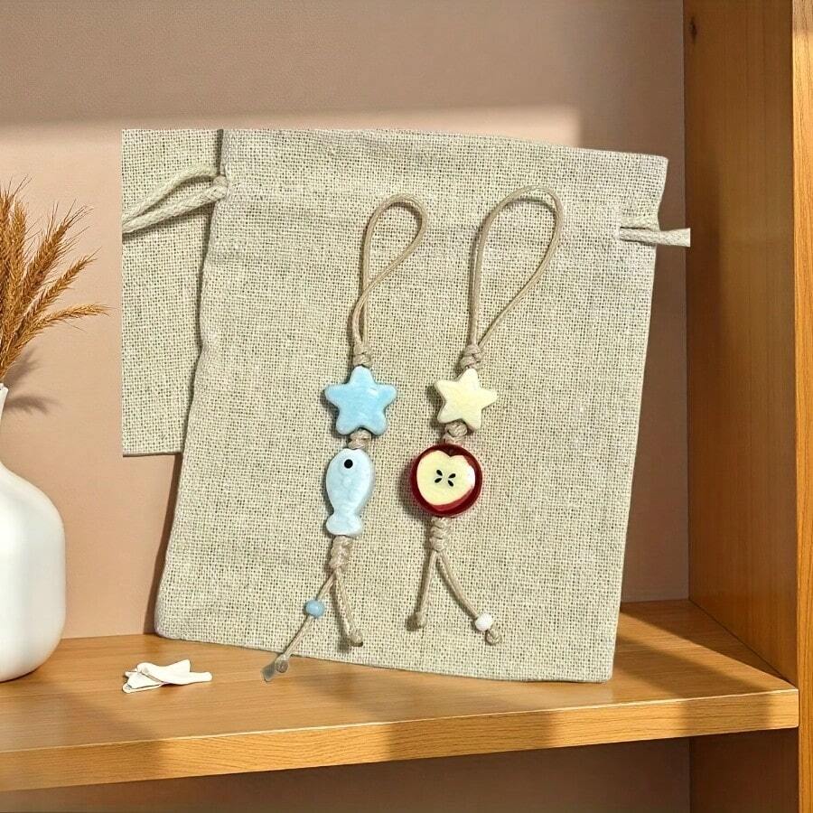 Móc khóa hình cá và sao dễ thương, móc khóa hình quả táo giả, móc khóa hình cá, móc khóa hình sao biển, móc khóa hình sao biển giả, móc khóa chủ đề đại dương, móc khóa hình trái cây giả, móc khóa dành cho nữ, móc khóa dệt, móc khóa dây thừng, móc khóa gắn ốp điện thoại, móc khóa đôi, món quà tuyệt vời nhất dành cho bạn bè. - Nhiều màu - Xem 1