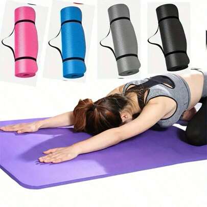 1片加厚防滑瑜伽垫 - 减震运动垫，带背带，适用于瑜伽、健身和舞蹈 - 瑜伽爱好者和健身爱好者的理想之选 - 适合户外、家庭和健身房锻炼