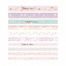 10rolls Mixed Pattern Washi Tape Back To School - 多色的 - 查看 3