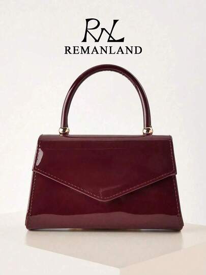 REMANLAND 这款亮泽的酒红色PU手提包饰有金属珠饰，散发着奢华气息，是晚宴活动的理想配饰。其光泽的PU材质和优雅的金属细节，完美衬托婚礼、正式晚宴和派对等场合，为您的精致装扮增添光彩。同时，它也是馈赠女性的绝佳礼物。