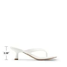 Women Kitten Heel Thong Heeled Sandals Comfortable Open Toe Slip On Summer Sandals - trắng - Xem 5
