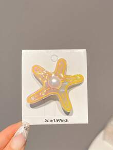 4pcs Iridescent Shell Hair Clips, Starfish & Seashell Pearl Decor Bangs Clips, Girly Ocean Style - Multicolor - View 7