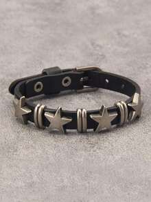 Fashionable And  Men's Bracelet With Star Decorations, Suitable As A Jewelry Gift To Create A Stylish Look. - 黑色 - 查看 5