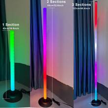 NBBUFF Đèn sàn góc RGBIC 47 inch, trang trí nhà cửa, ánh sáng xung quanh đổi màu, có ứng dụng, điều khiển từ xa và hộp điều khiển, đồng bộ nhạc, hẹn giờ, thích hợp cho phòng khách, phòng ngủ và góc phòng chơi game. - Đèn sàn - Xem 8