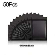 50个装可重复密封咖啡草药粉拉链包装袋，防异味扁平袋，哑光黑色小号铝箔拉链袋 - 黑色 - 查看 14
