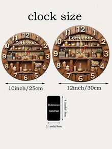 1 pieza Reloj de pared de madera DIY de efecto 2D silencioso de 10/12 pulgadas - Multicolor - Ver 5