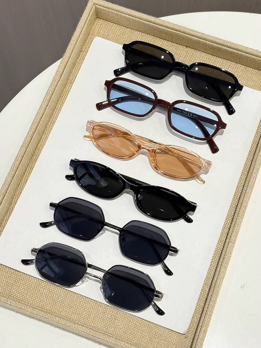 6pcs Plastic Leopard Multicolor Full Frame Decoration Ins Style Popular Design Women Fashion Glasses For Daily Life Back-To-School Essentials Weekend Outfit Appointment Outfits Going Out Outfit Fashion Accessories Suitable For All Face Shapes - 彩色 - 查看 1