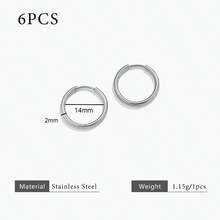 6pcs 304 Stainless Steel 18K Gold-Plated Multi-Size Round Ear Cuff Earrings DIY Charm Jewelry Earring Making Accessories Women's Stainless Steel Jewellery Earring Components - Earrings - View 25