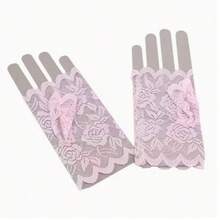 1 Pair Lace Wedding/Dance Decorative Short Fingerless Gloves For Women,Travel,Festival - Roses - View 7
