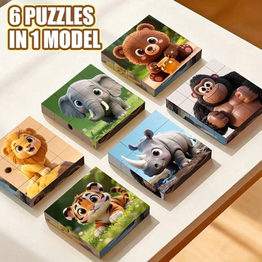 Magnetic Building Blocks, Cute Animal Patterns, Stress Relieving Toys, Assembling And Building Magnetic Toys, Fun Patterns, DIY Assembly, Six Sided Magnetic, Office Toys, Puzzles - Multicolor - View 1