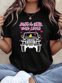 JEEPS Oversized Printed Short-Sleeve  Crew Neck T-Shirt, Perfect For Everyday Wear And Outdoor Activities, - 黑色 - 查看 6