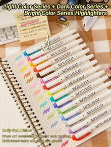 5 Pieces. Dual-Ended Highlighter. Dual-Ended Light-Colored Highlighter, Fluorescent Marker, Can Be Used For Coloring, Drawing Lines, And Highlighting. Dual-Ended Tip. A Must-Have For Back-To-School Season. - Set (5 Pieces) - View 2