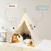 BDQ Teepee Tent For Kids, Kids Teepee Tents For Indoor & Outdoor Use, Foldable Play Tent For Girls & Boys, Washable Indoor Toddler Tent, Cozy Warm Reading Nook & Room Decor - White - View 6