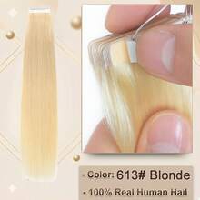 Tóc nối Tape-In bằng tóc thật màu vàng hoe 613, tóc nối Remy chất lượng cao, 20 lọn/gói, có đường nối liền mạch, thích hợp cho tóc thẳng. - S613 - Xem 2