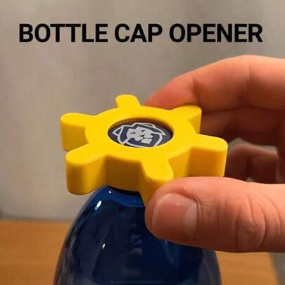 1pc Manual Rotating Bottle Cap Opener, Ergonomic Design Yellow Plastic Bottle Cap Opener With Gear, Suitable For Soda, Beverage, Home Kitchen Tool, Interesting Kitchen Gadget, Compact And Durable, Bottle Cap Opener, Daily Use, Best Choice For Christmas