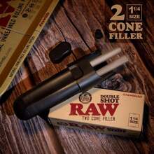 RAW Classic 1-1_4 Pre-Rolled Cones 50 Pack Bundle W_RAW Double Shot 2 Cone Filler 1-1_4 - trắng - Xem 4