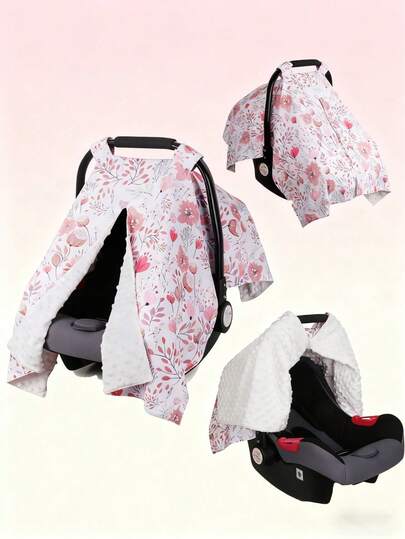YIYIQCSJ This 2-In-1 Car Seat Cover Is Suitable For Infants, Toddlers, And Children. It Can Also Be Used As A Nursing Cover And A Newborn Warming Pad. The Seat Cover Is Decorated With A Floral Pattern.