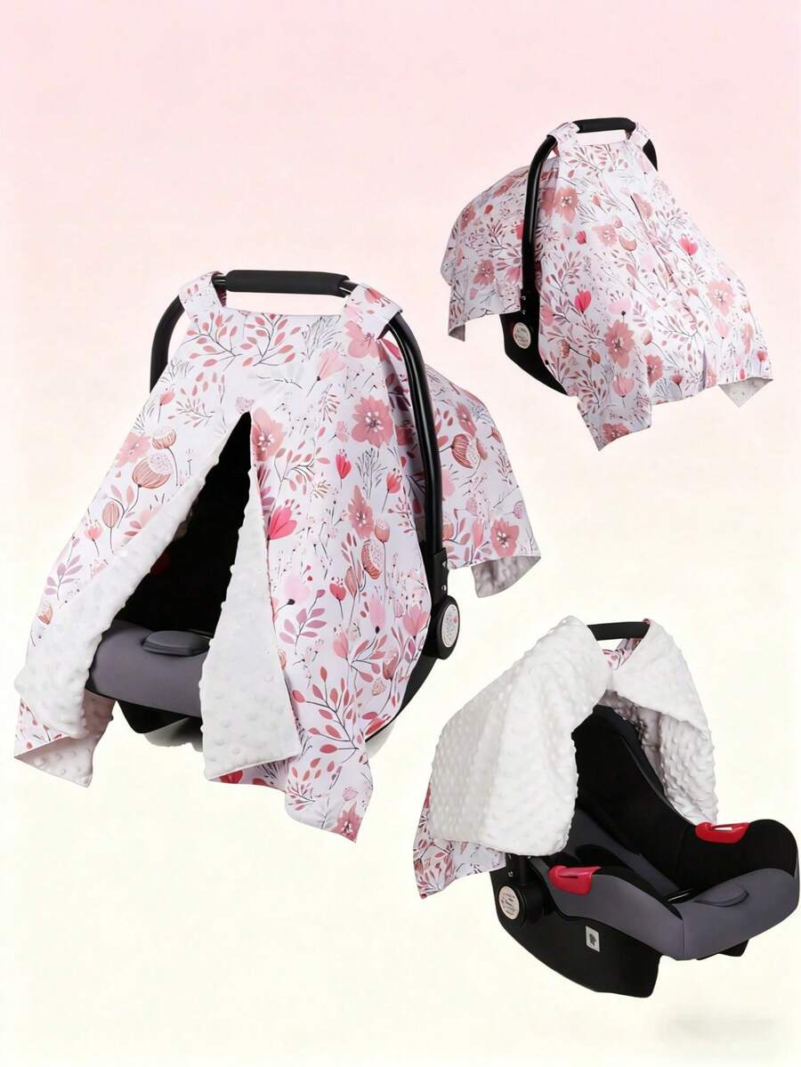 YIYIQCSJ 這款 2 合 1 汽車座椅套適用於嬰兒、幼兒和兒童,也可作為哺乳巾和新生兒保暖墊使用,飾有花卉圖案 - 彩色 - 查看 1
