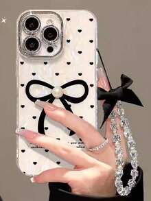 Elegant Pearl Bow Shell Pattern + Bow Chain Decoration Compatible With Iphone 17/17Plus/17Pro/17Promax, 16/16Plus/16Pro/16Promax, 15/15Plus/15Pro/15Promax, 14/14Plus/14Pro/14Promax, 13/13Pro/13Promax, 12/12Pro/12Promax, 11/11Pro Max, Dust-Proof, Popular - Multicolor - View 3