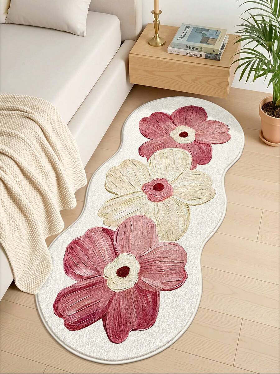 DAJIANG 1PC Floral Asymmetrical Area Rug,Multi-Color Soft Cream Style Carpet,Suitable Bathroom, Kitchen,Outdoor, Indoor, Runner Corridor, Bedroom, Living Room, Beside Throw Rugs Machine Washable Rug, Easy Clean Entryway Mat, Anti-Slip Backing Rugs For Bedroom Decor, Decoration Festival Bathroom Decor Decorative Rugs Bathroom Accessories Essentials Room Decor Set Outdoor Decor Rug Mat Carpet