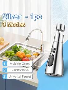 1个多功能厨房水龙头延长喷头，单孔厨房水龙头，节水高压防溅设计，可调节延时装置和旋转出水嘴，2种喷水模式，适用于现代和传统水槽，可用于洗碗、清洗蔬菜和餐具，带过滤器，兼容洗碗机，升级您的水龙头，理想的圣诞礼物 - 彩色 - 查看 16