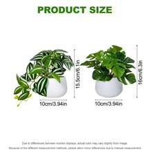 2 piezas Macetas blancas pequeñas y lindas con plantas verdes artificiales, plantas en maceta con hojas de tortuga falsas de 15 cm, adecuadas para decoración del hogar, escritorio de oficina, mesa de comedor, baño, decoración del hogar, accesorios DIY, decoración de sala de estar y dormitorio, sin necesidad de regar - Verde - Ver 13