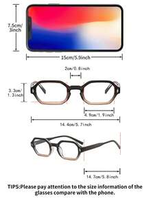 1副女士复古简约纯色全框多边形PC光学眼镜 - 彩色 - 查看 5