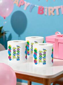 1 Roll, Happy Birthday Toilet Paper | Colorful Balloons & Text Design, Festive Bathroom Decor, Unique Gift For Family & Friends, Birthay Party Favors Supplies - View 5