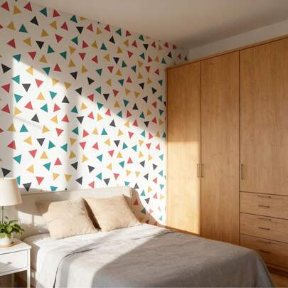 OUTANA 1 Cuộn Giấy Dán Tường PVC Hình Vuông Tự Dính, Chống Thấm Nước, Dễ Lau Dẹp, Trang Trí Nhà Hiện Đại, Thích Hợp Cho Phòng Tắm, Phòng Khách, Phòng Ngủ, Nhà Bếp, Ký Túc, Cải Tạo Nội Thất, Quà Tặng Tự Làm, Trang Trí Nghệ Thuật Thủ Công, Hình Dán Hình Học Nhiều Màu Sắc, Khối Ghép, Hình Học