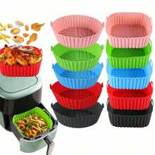 3 miếng lót nồi chiên không dầu bằng silicon, lót nồi chiên không dầu bằng silicon tái sử dụng, khay nướng silicon chống dầu mỡ cho nồi chiên không dầu, phụ kiện giá đỡ rổ chiên không dầu, tương thích với Tower, COSORI - Nhiều màu - Xem 1