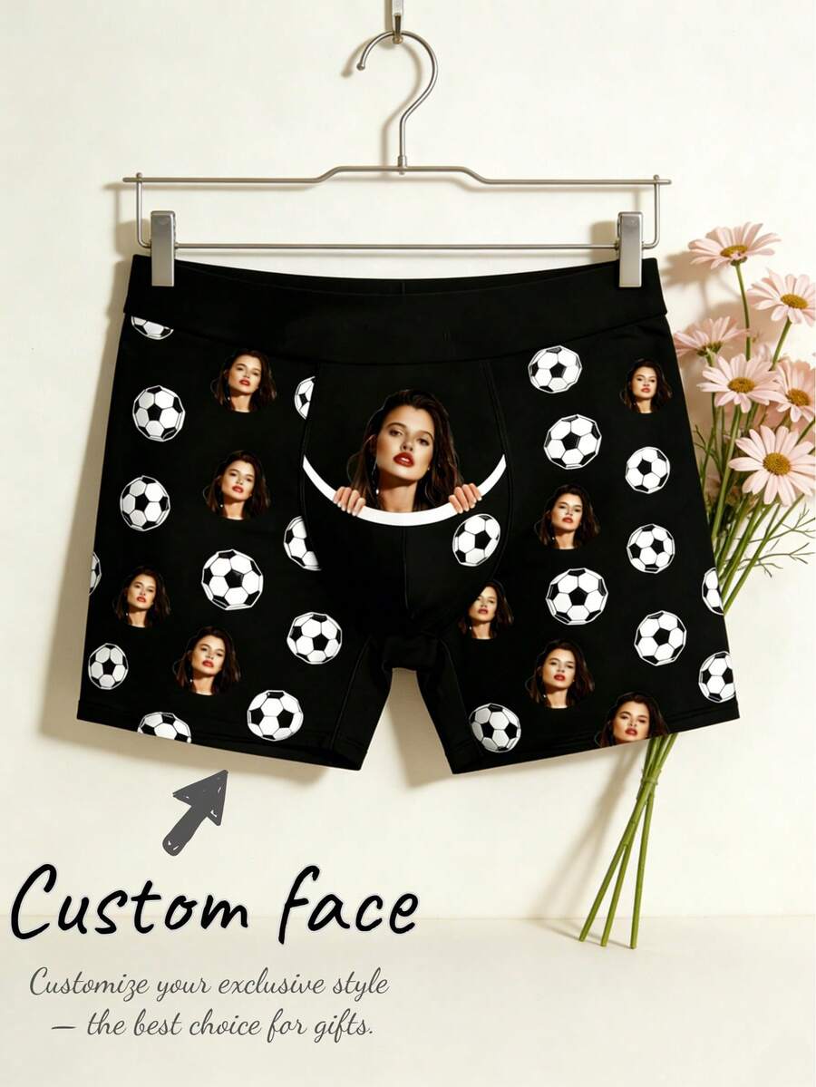 Quần lót nam in hình chân dung cầu thủ bóng đá World Cup theo yêu cầu, quần lót in ảnh cá nhân dành cho người hâm mộ bóng đá, món quà lý tưởng cho bạn trai và chồng vào các dịp lễ và kỷ niệm. - màu đen - Xem 1