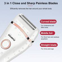 1个USB充电式5W女士电动剃毛器，带液晶显示屏，防水全身脱毛器 - 查看 7