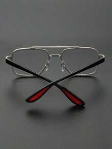 1pc Metal Geometric Oversized Full Frame Advanced Sense Unique Double Beam Design Exaggeration Personalized All-Match Men Glasses  Bachelorette Party - Clear - View 4