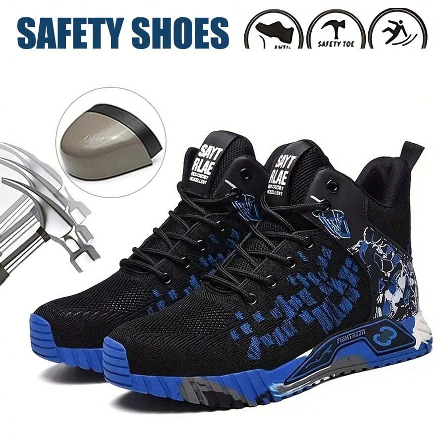 Blue Steel Toe Safety Boots Men, Comfortable Work Shoes For Men - Breathable, Non-Slip, Anti-Smash Puncture-Resistant Work Boots For All Seasons, Comfortable Breathable Air Cushion Work Shoes,Indestructible Steel Toe Sneakers,Fashion Construction Working Boots,Steel Toe Non Slip Work ShoesIndestructible Construction Working Boots,Outdoor Security Work Boots Men ,Safety Shoes For Men,Steel Toe Shoes Are Important Personal Protective Equipment For Many Industries. Suitable For Construction Sites Under Harsh Working Conditions, Carpenters Iogging, Car Repairs And Outdoor Workers,Outdoor, Restaurant, Delivery & Training Use (For Women, This Size Is Slightly Larger, Please Choose Size 1.5 Smaller!)