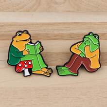 Süße Tier Frosch Emaille Anstecknadeln, witzige Cartoon Kröte Brosche Anstecknadel für Rucksack, Kleidung, Accessoires, Mode Schmuck, Freundschaftsgeschenke - Grün - Übersicht 8