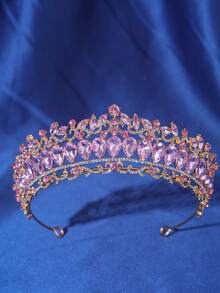 1pc Elegant Baroque Crystal Crown, Bridal Wedding Headpiece, Romantic Women's Party Event Ball Tiara Hair Accessory - Multicolor - View 11