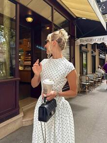 Elegant Floral Print Patchwork Casual Party Dress, Graceful Women Long Dress For Holiday White Summer - 粉色 - 查看 12