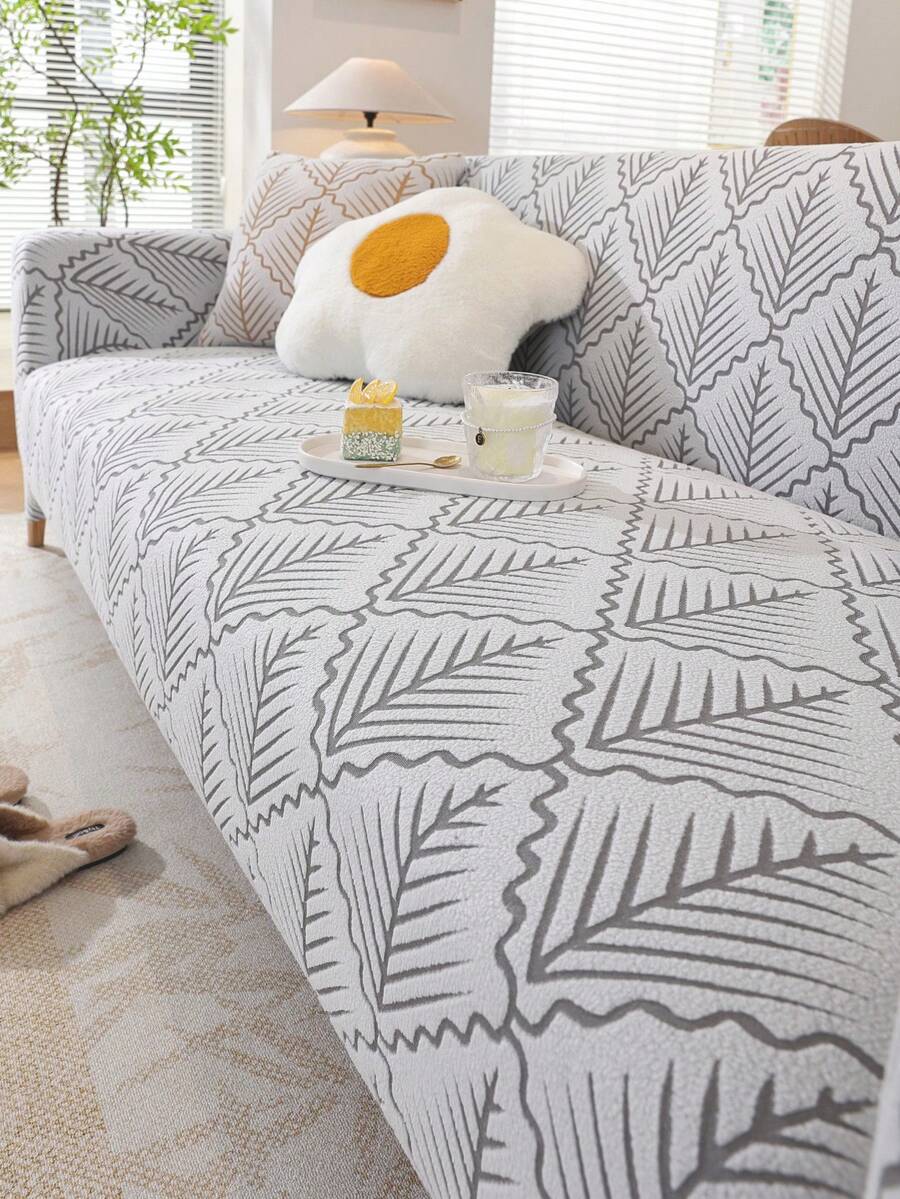 1pc Tree Branch Pattern Sofa Cover, Anti-Cat Scratch Sofa Protector, Minimalist Dust-Proof Anti-Slip Sofa Cover, Pet-Friendly Sofa Protection, All-Season Sofa Cover - Dark Grey - View 1
