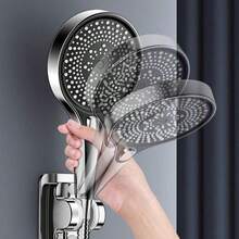 13厘米高压三功能柔和喷淋花洒套装，易于安装，带防堵塞硅胶喷嘴，仅适用于淋浴（1个花洒+1个支架） - 1 showerhead+1 bracket - 查看 7